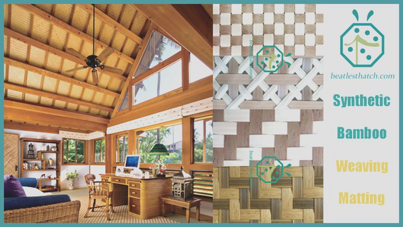 Synthetic weatherproof lauhala woven mat for exterior wall decoration