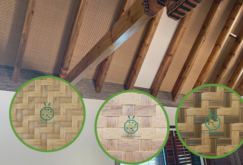 Tappetino in tessuto di bambù sintetico per la decorazione del soffitto o della parete dell'hotel sulla spiaggia