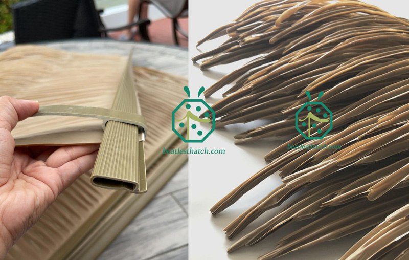 Palmex synthetic palm thatch roofing for tiki hut building with fixing rail and windproof clips