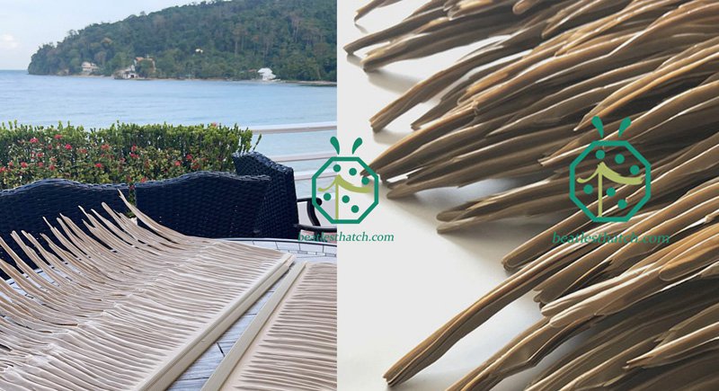 Tegole sintetiche in paglia di palma per la costruzione di bungalow tiki hut hotel resort alle Maldive