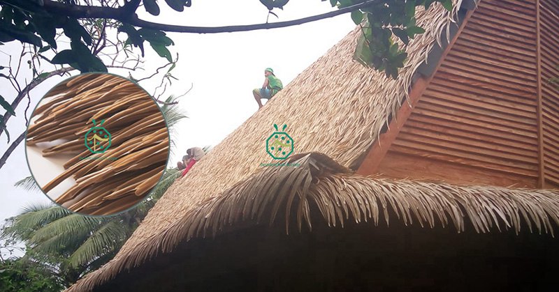 Materiali del tetto in paglia di palma finta utilizzati per bahay kubo, casetta da giardino, capanna tiki, capanna nipa, barbecue, casa sulla spiaggia, gazebo, costruzione di bungalow