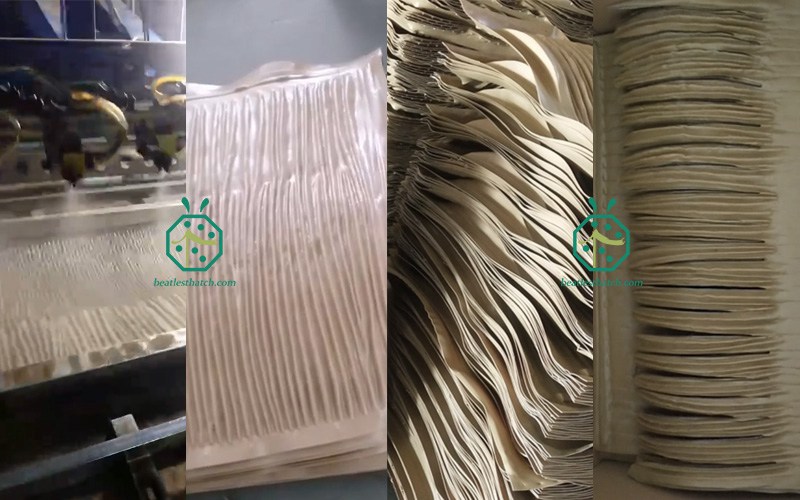Produzione e imballaggio di materiali per tetti di paglia di palma artificiale