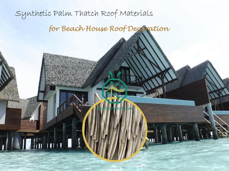 Materiali sintetici del tetto in paglia di palma per la decorazione del tetto della casa palapa sulla spiaggia