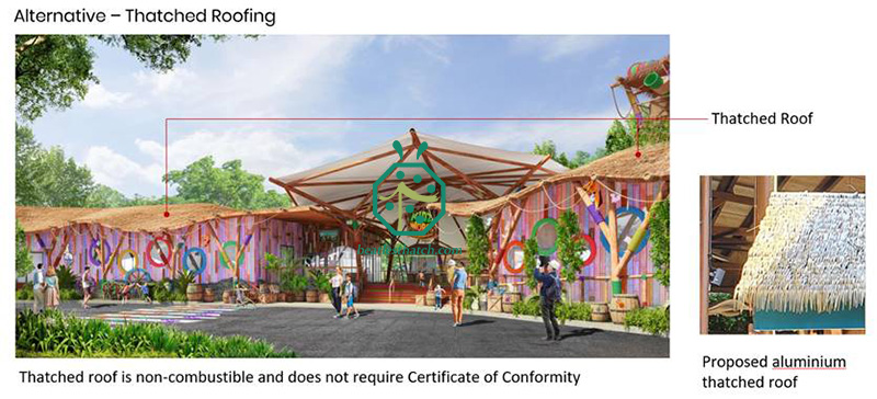 Progetto del tetto di paglia di ferro artificiale per il parco dello zoo