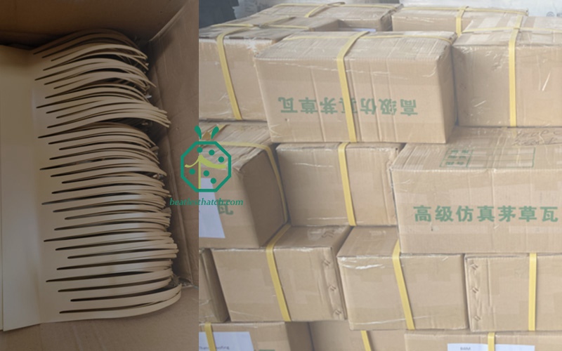 Imballaggio di pannelli di paglia in alluminio dal fornitore cinese di tetti di paglia artificiale