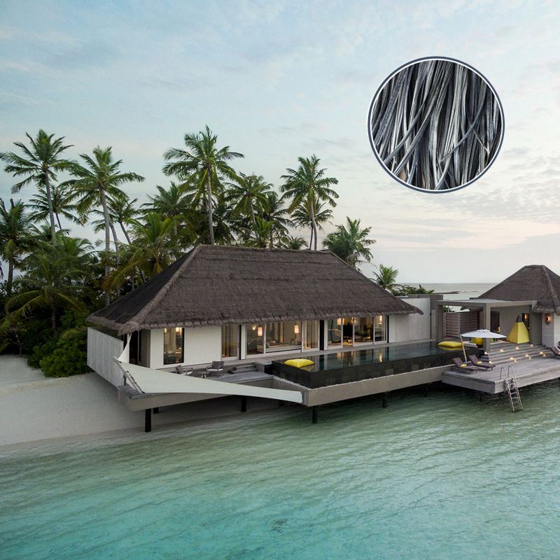 Cottage coperto con tetto di paglia artificiale delle Maldive per la camera degli ospiti