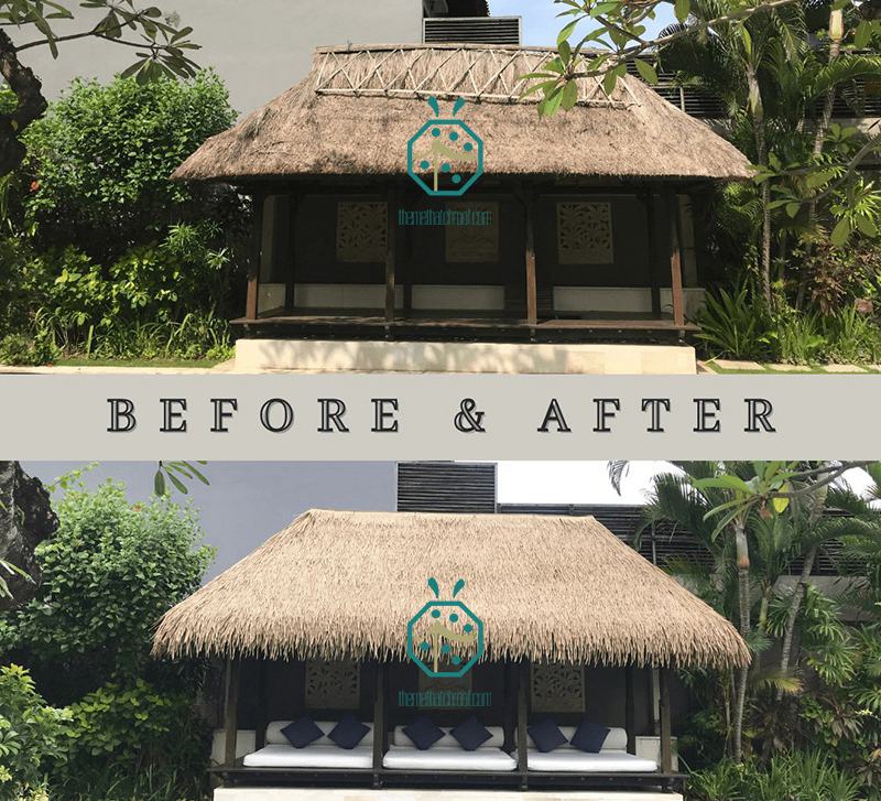 Faux raffia thatch roof VS natural raffia thatch roof for commercial applications