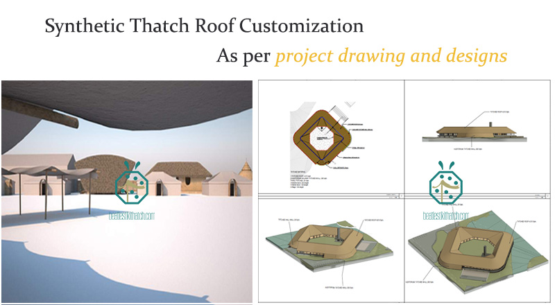 Synthetic Reed Rod Thatched Roof For Bungalow Structures
