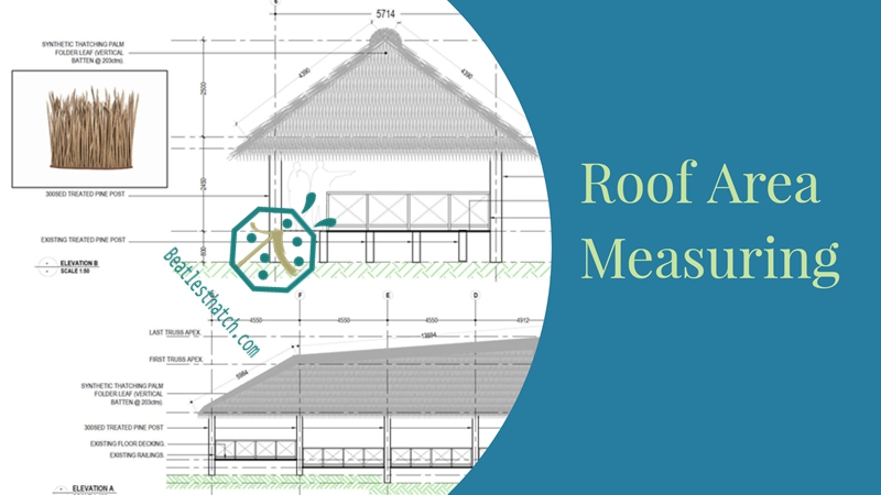 Roofing Area Measuring Before Synthetic Thatch Roof Construction