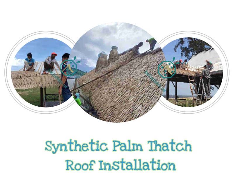 Heavy-Duty Waterproof Synthetic Palm Thatch Roofing Shingles for Palapa Building
