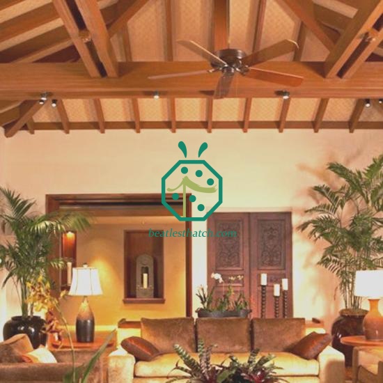Resort Overwater Bungalow Ceiling With Synthetic Sawali Bamboo Woven Mat