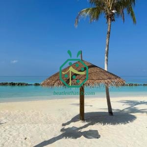 Bungalow sull'acqua con tetto in paglia di plastica del resort sulla spiaggia