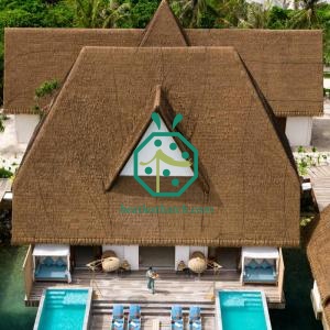 UV-proof Plastic Cadjan Thatch Roof Covering for Resort Hotel Theme Bungalow Villa