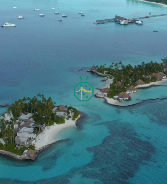 Bungalow Island Water Villa con tetto in paglia finta
