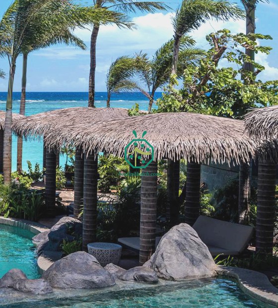 Copertura del tetto in paglia artificiale dell'hotel resort dell'isola della Thailandia